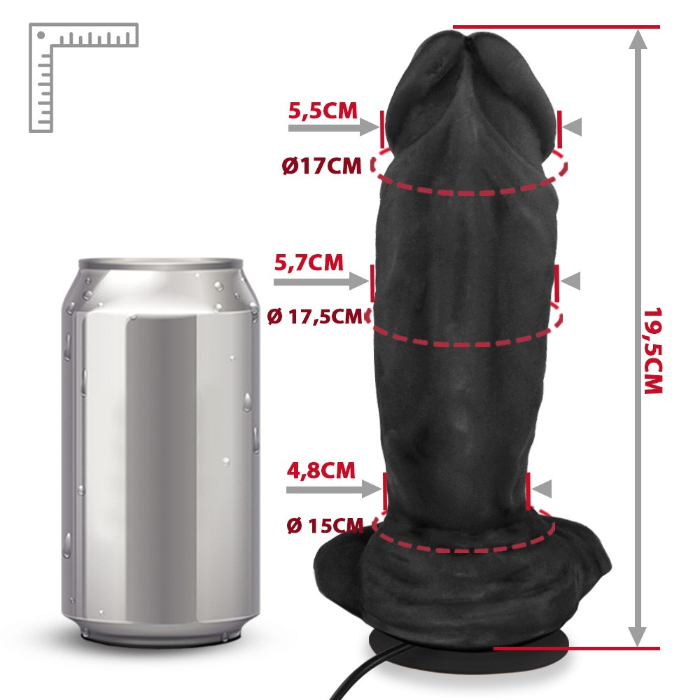 Imagem do P�nis Real�stico Flex�vel com Escroto, Ventosa e Vibrador Carvalho exibido em uso, com as texturas realistas e o escroto em destaque.
