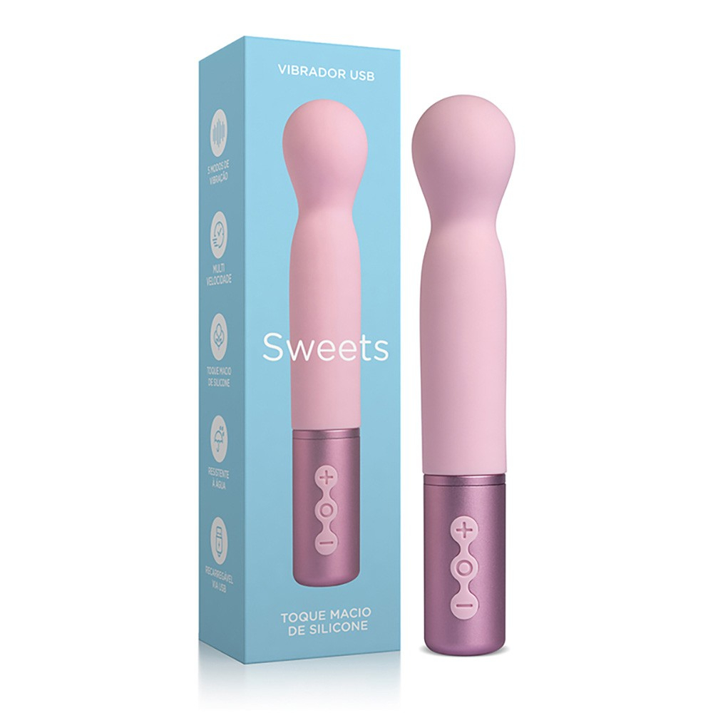 Vibrador para Clitóris em Silicone (Toque Aveludado) Recarregável com 5 Vibrações Sweets S2 Rosa | Foto 01