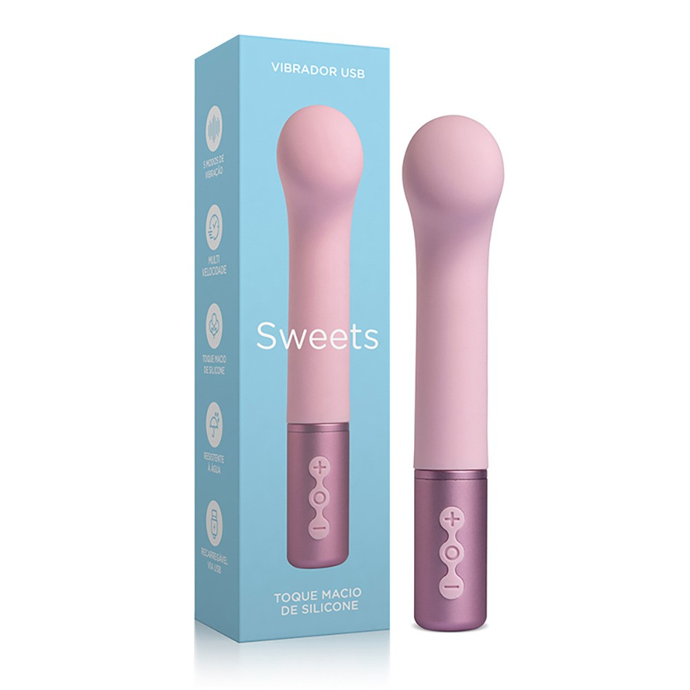 Vibrador para Clitóris em Silicone (Toque Aveludado) Recarregável com 5 Vibrações Sweets S4 Rosa | Foto 01