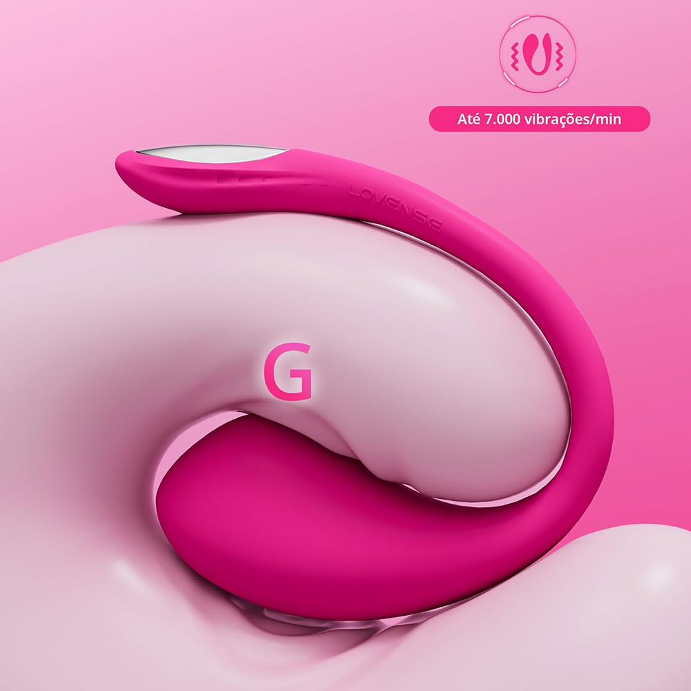 Vibrador para Casal Lush 4 em silicone m�dico pink, destacando design em U e ponto G para estimula��o