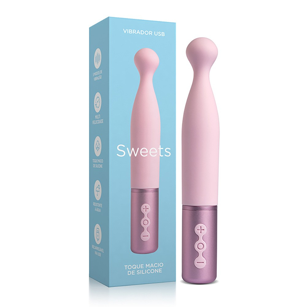 Vibrador para Clitóris em Silicone (Toque Aveludado) Recarregável com 5 Vibrações Sweets S5 Rosa | Foto 01
