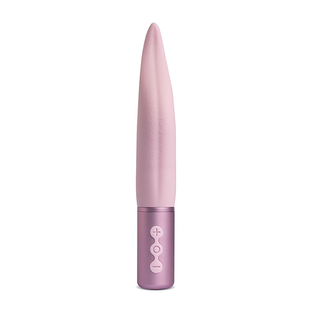 Vista frontal completa do Vibrador para Clit�ris em Silicone Sweets S6 Rosa, exibindo seu formato longo e elegante