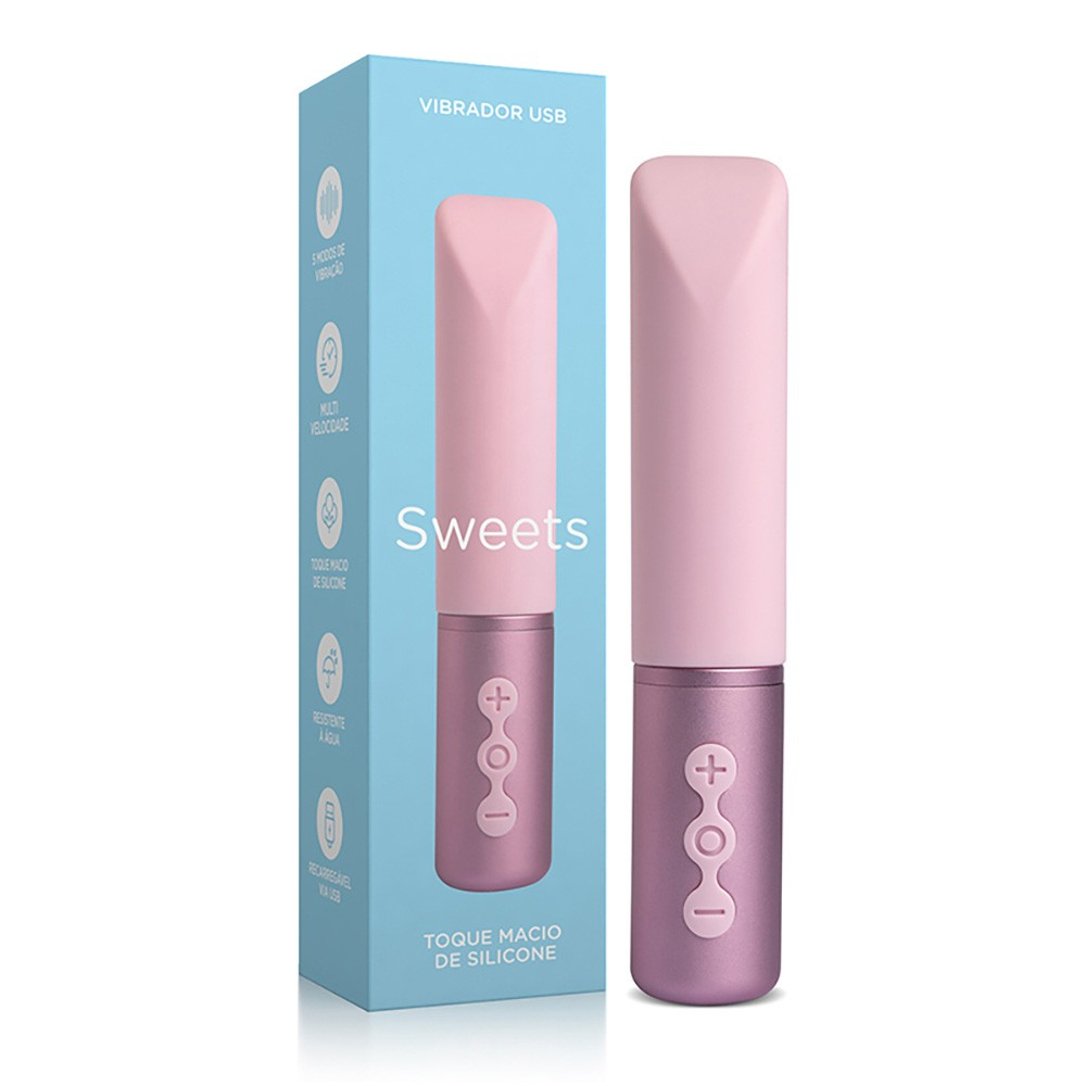 Vibrador para Clitóris em Silicone (Toque Aveludado) Recarregável com 5 Vibrações Sweets S1 Rosa | Foto 01