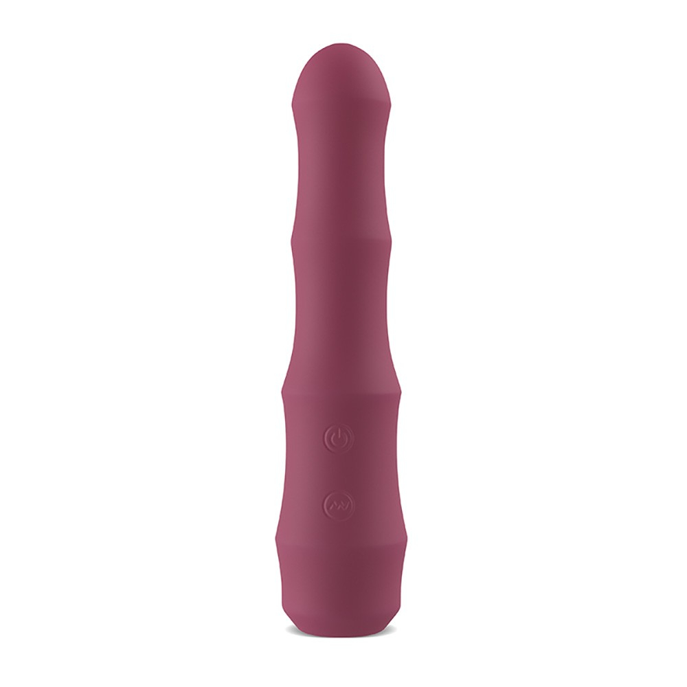 Vibrador Feminino Mr. Jones Roxo em vista frontal detalhando seu formato ergon�mico e bot�es