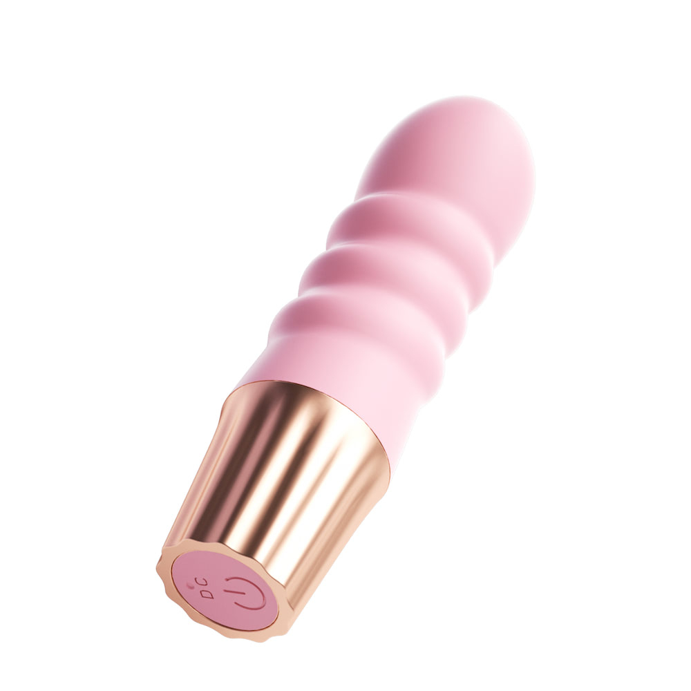 Vibrador Personal Recarreg�vel em Silicone com 10 Vibra��es Mini Happy Espiral Rosa - Vista Lateral Superior