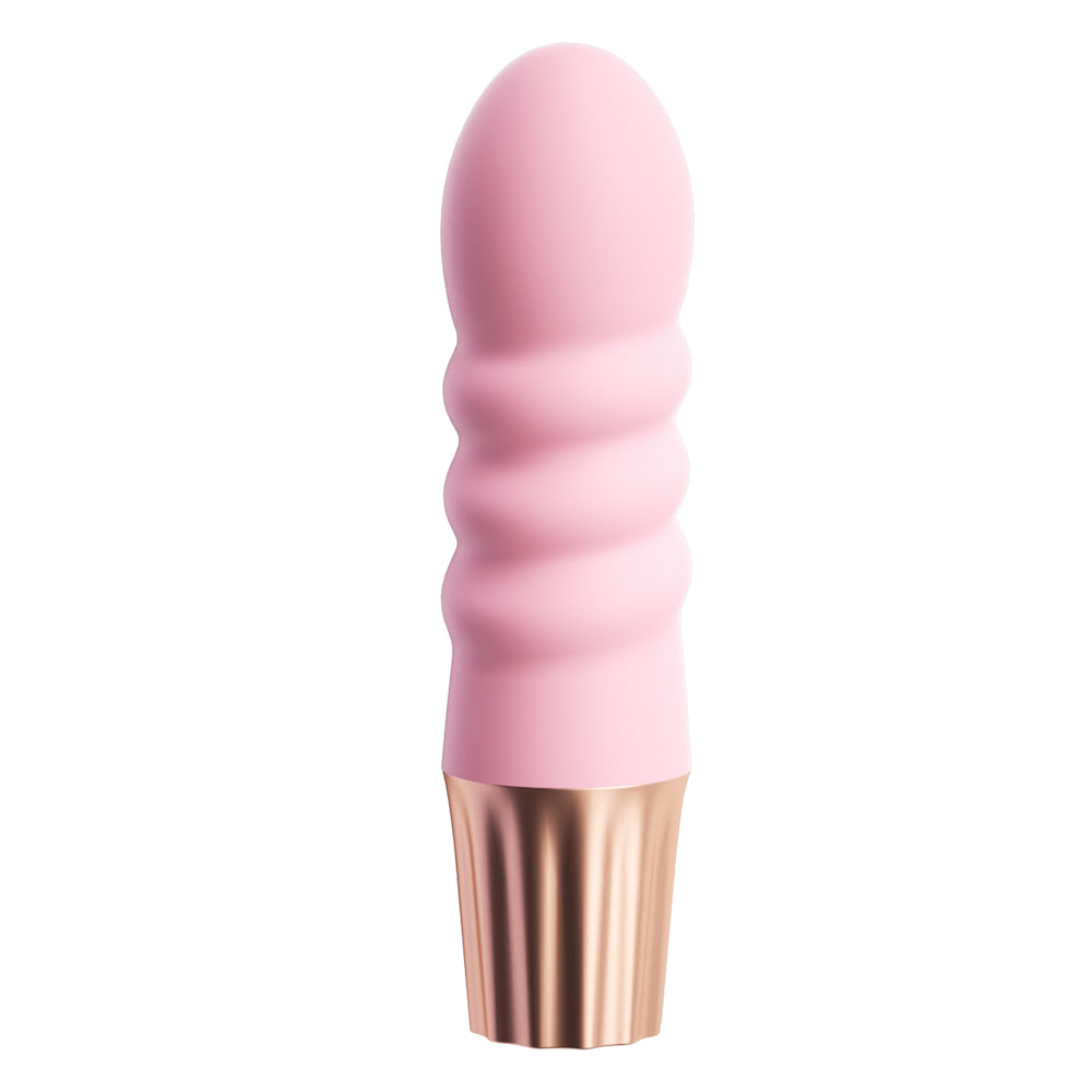 Vibrador Personal Recarreg�vel em Silicone com 10 Vibra��es Mini Happy Espiral Rosa - Vista Frontal