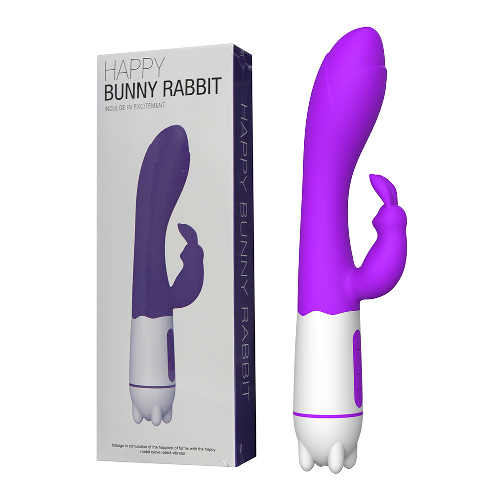 Vibrador Duplo Recarregável em Silicone para Clitóris e Ponto G com 36 Vibrações Bunny Rabbit Roxo | Foto 01
