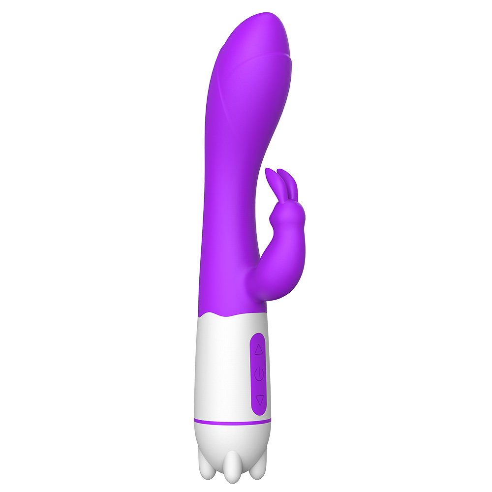 Vibrador Duplo Recarregável em Silicone para Clitóris e Ponto G com 36 Vibrações Bunny Rabbit Roxo | Foto 03