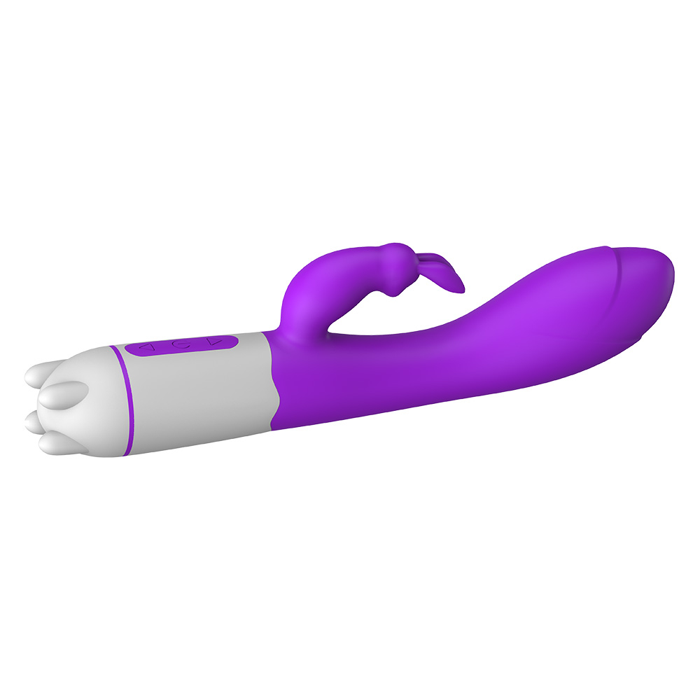 Vibrador Duplo Recarregável em Silicone para Clitóris e Ponto G com 36 Vibrações Bunny Rabbit Roxo | Foto 06