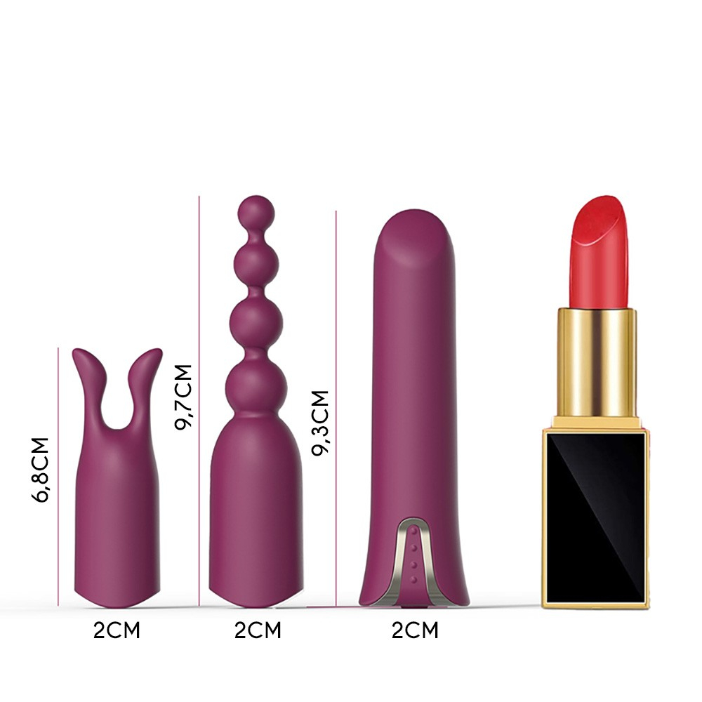 Vista em close do vibrador bullet roxo, destacando a ponta lisa e o formato ergon�mico