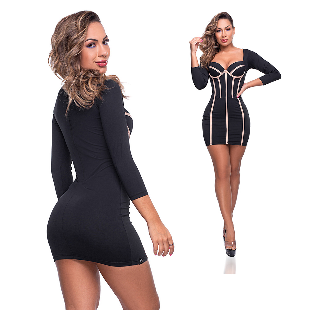 Vestido Sensual Sexy imagem de lado mostrando a silhueta da mulher de costas