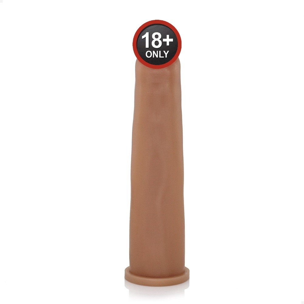 P�nis Gigante e Grosso Flex�vel Comprido 30x5,8cm Bege em vista frontal, mostrando seu corpo alongado e espesso.