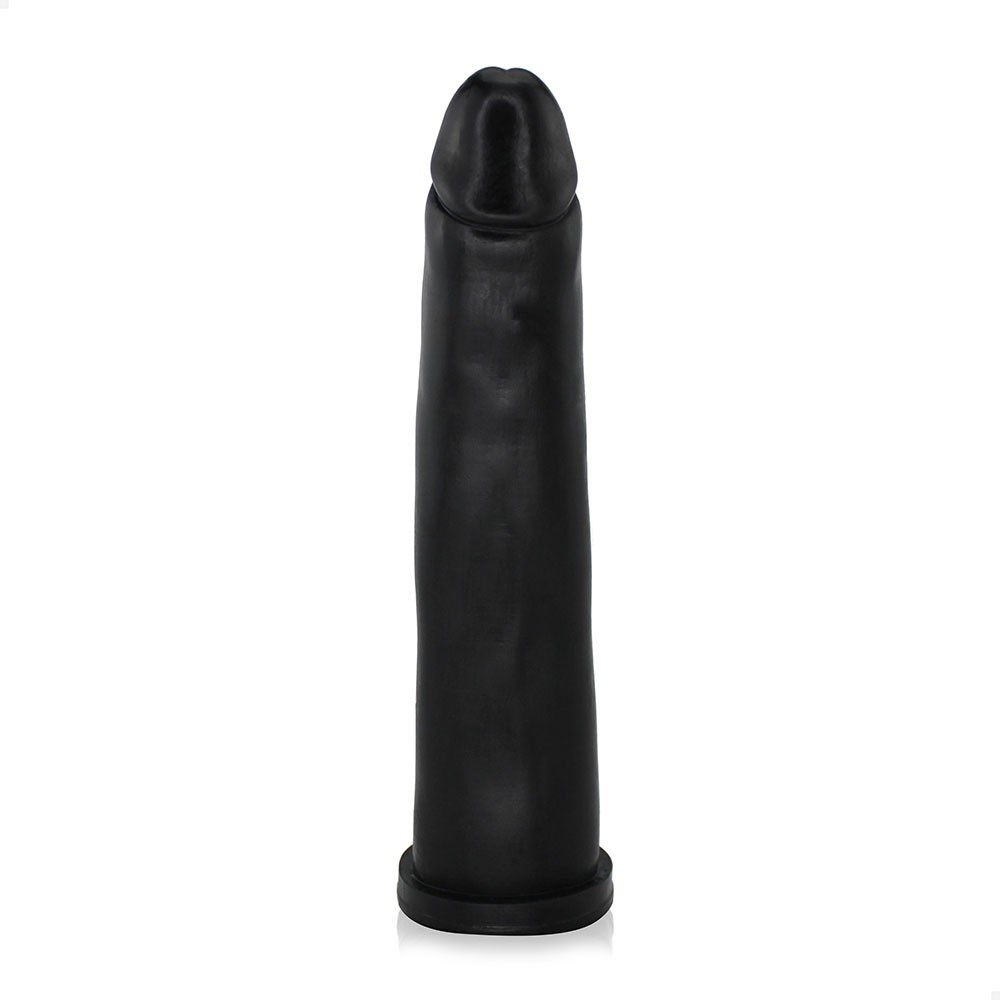 vista lateral do p�nis real�stico vibrador evidenciando espessura, curvatura e propor��o do produto