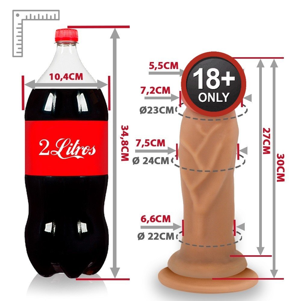 P�nis Gigante An�bis em diferentes �ngulos, exibindo a flexibilidade e o material PVC Toque Macio