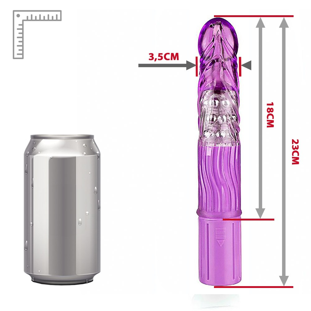 Vista da base do Vibrador Rabbit Roxo, onde se encontram os controles e o compartimento de pilhas