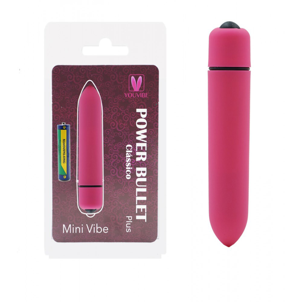 Vibrador Bullet 10 Vibra��es You Vibe Rosa e sua embalagem, vista completa