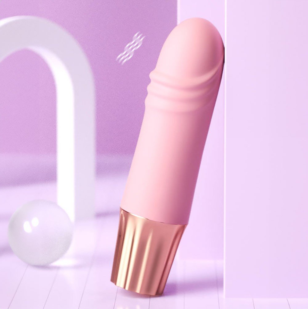 Detalhe da base do Vibrador Personal Recarreg�vel Mini Happy P�nis Rosa, com o logo Youvibe