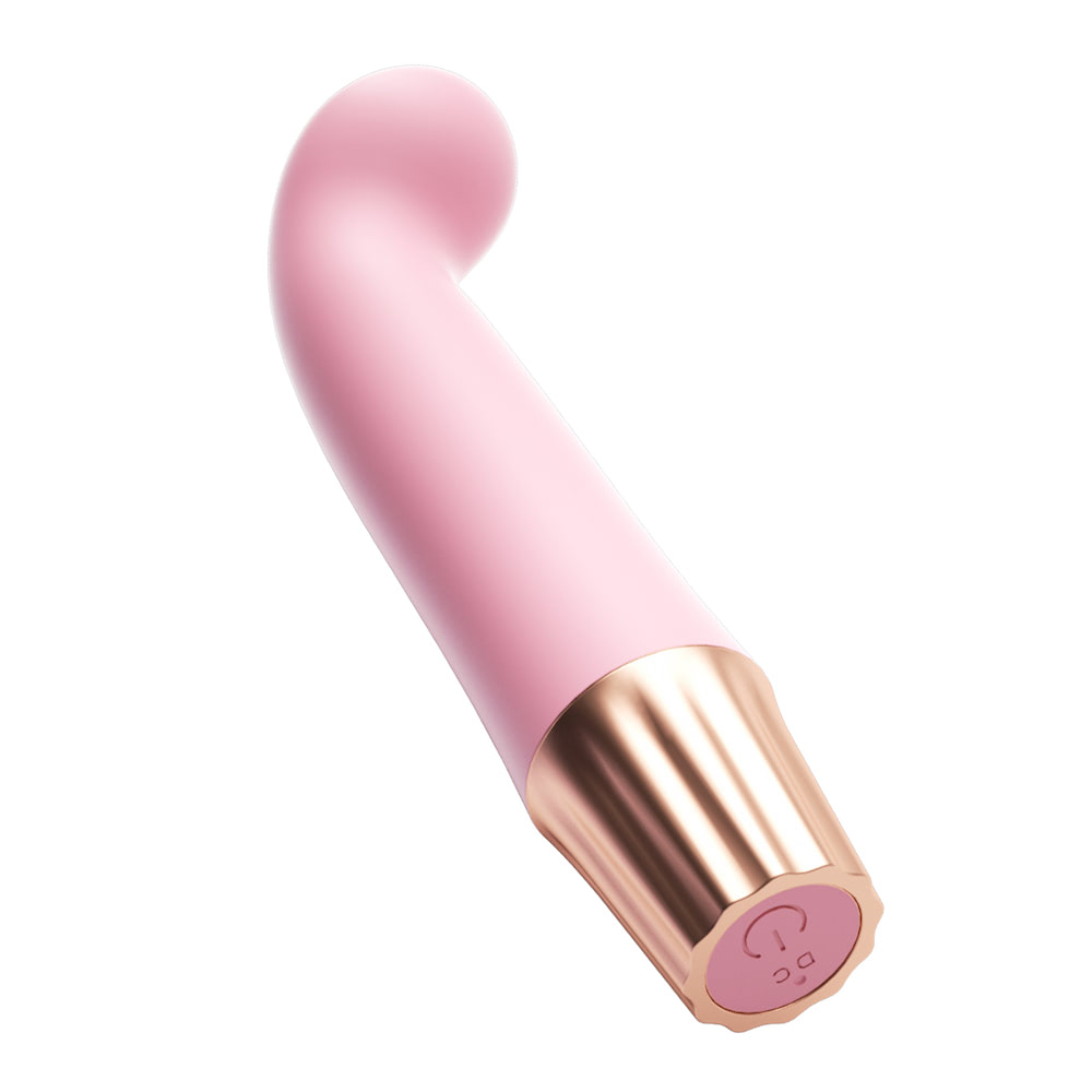 Vibrador Ponto G Recarreg�vel em Silicone com 10 Vibra��es Mini Happy Rosa - Detalhe bot�es e base