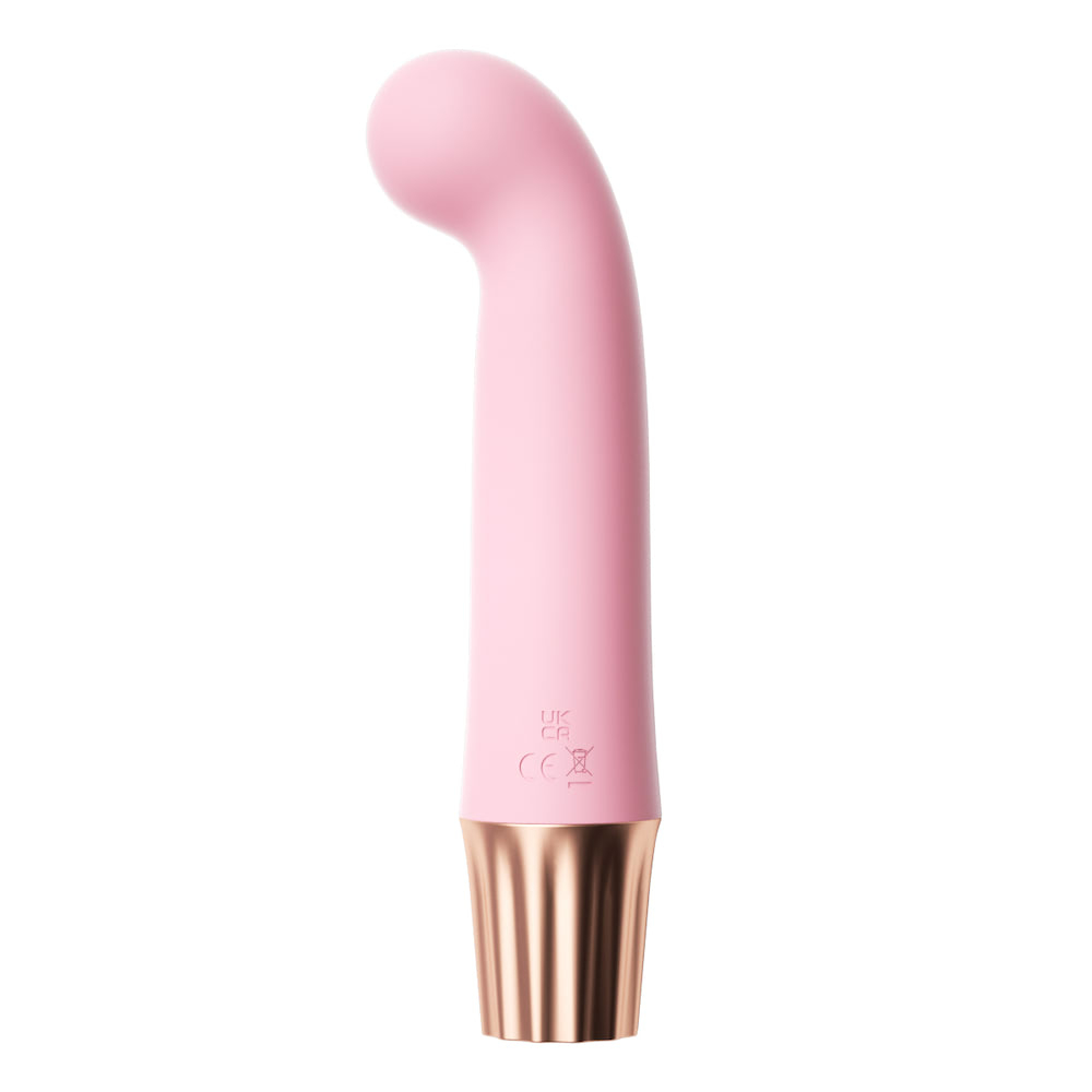 Vibrador Ponto G Recarreg�vel em Silicone com 10 Vibra��es Mini Happy Rosa - Vista lateral