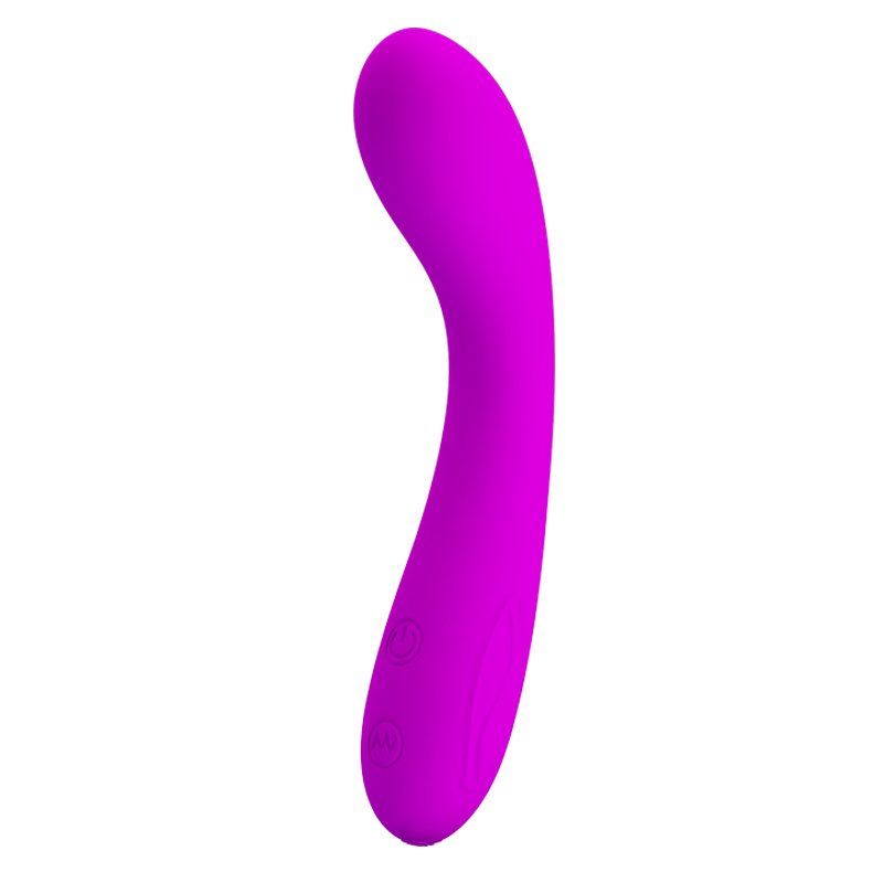Vibrador Ponto G em Silicone Tony na cor roxa, em vista lateral com bot�es de controle.