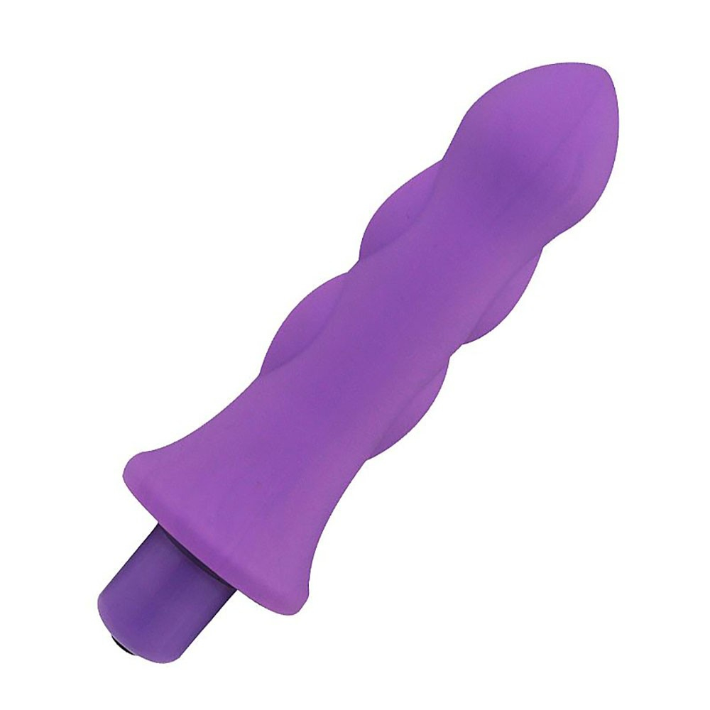 Vibrador Feminino Mystique Rocket Roxo - Vista lateral do vibrador de silicone aveludado com design ergon�mico