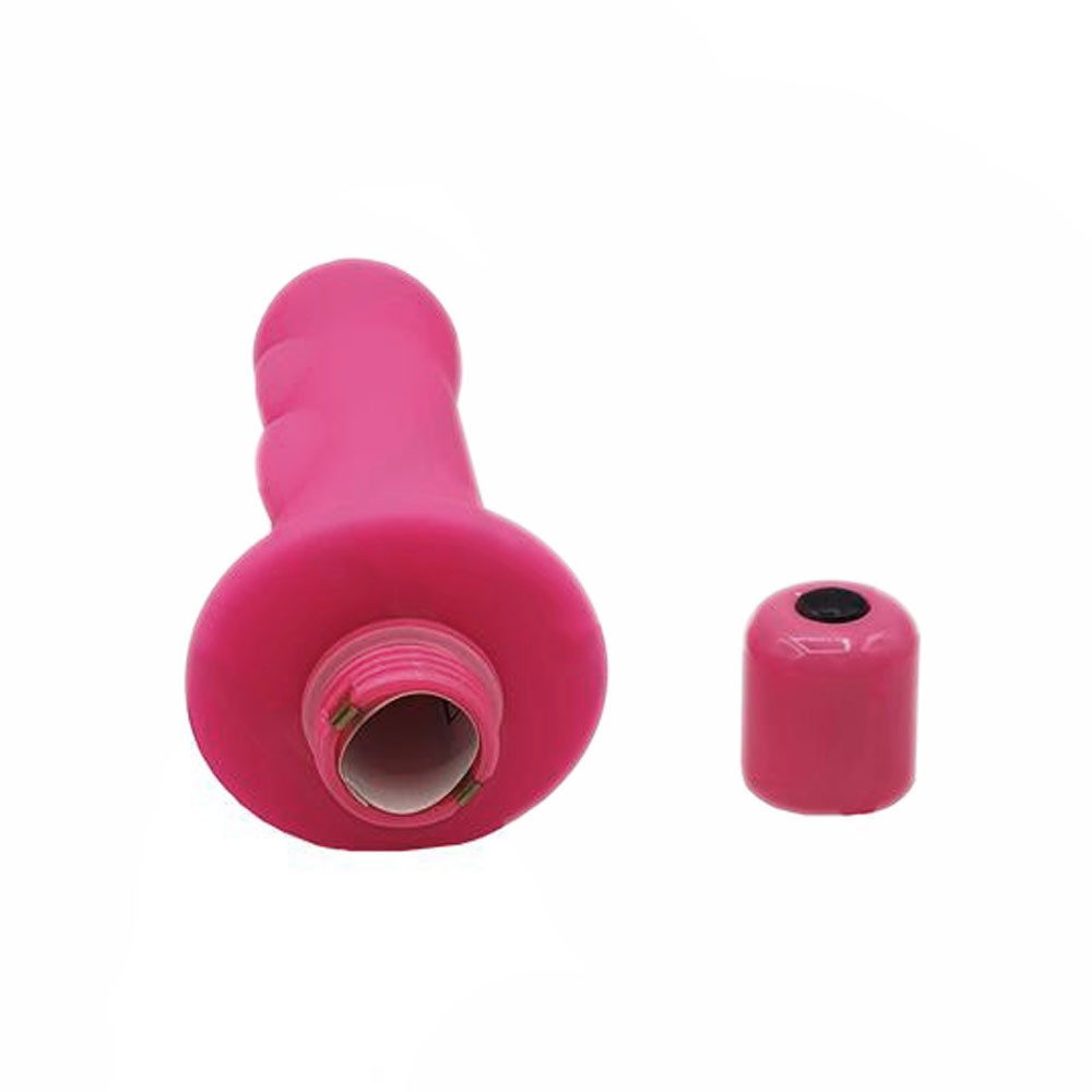 Base do Vibrador Feminino Mystique Rocket Pink com compartimento de pilhas aberto