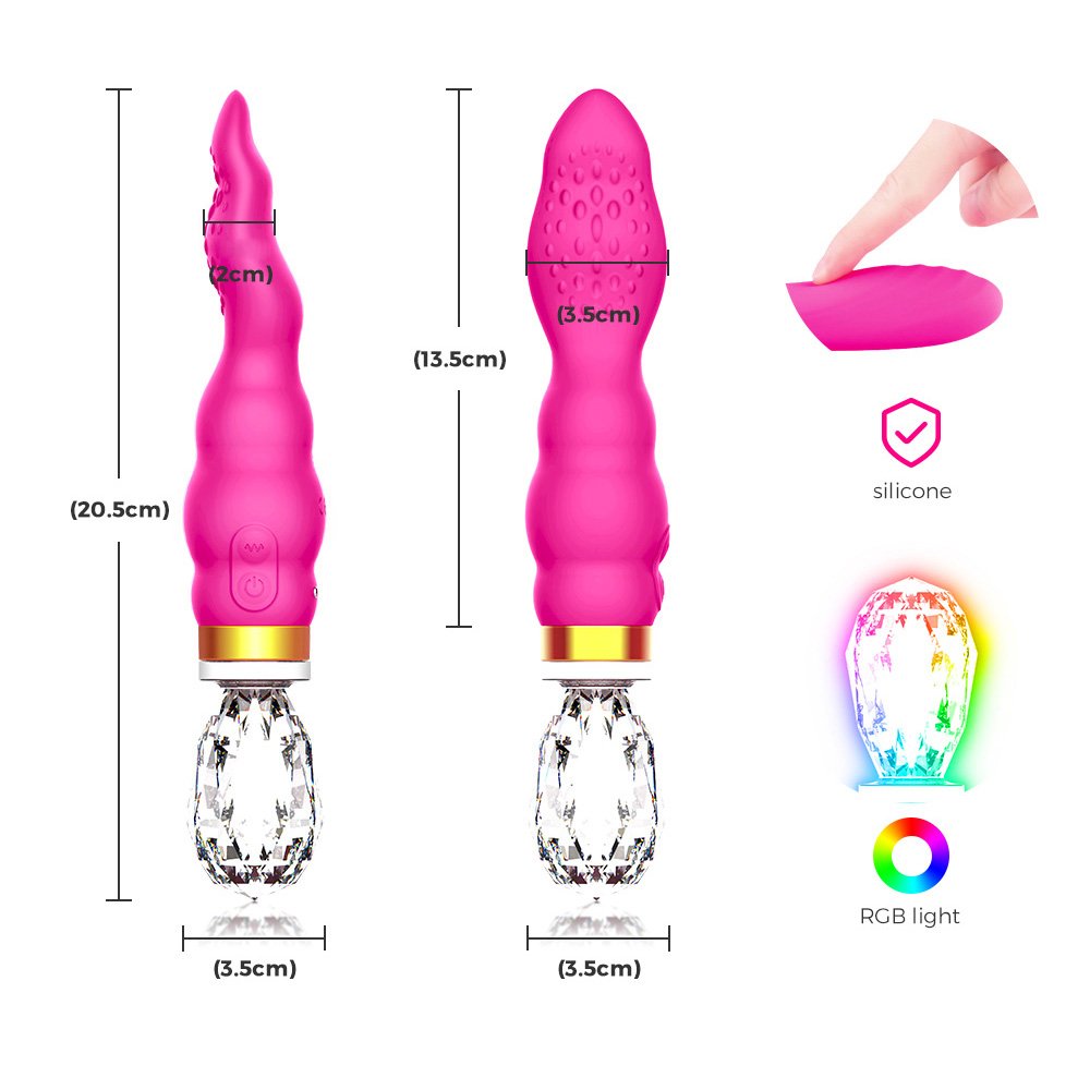 Vibrador Feminino Recarregável em Silicone com Base com 10 Vibrações e Base em Vidro Rosa | Foto 06