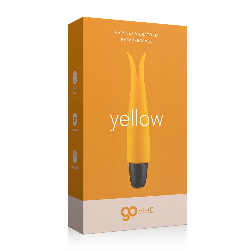 Close no design em 'V' do Vibrador Bullet em Silicone Amarelo para estimula��o precisa