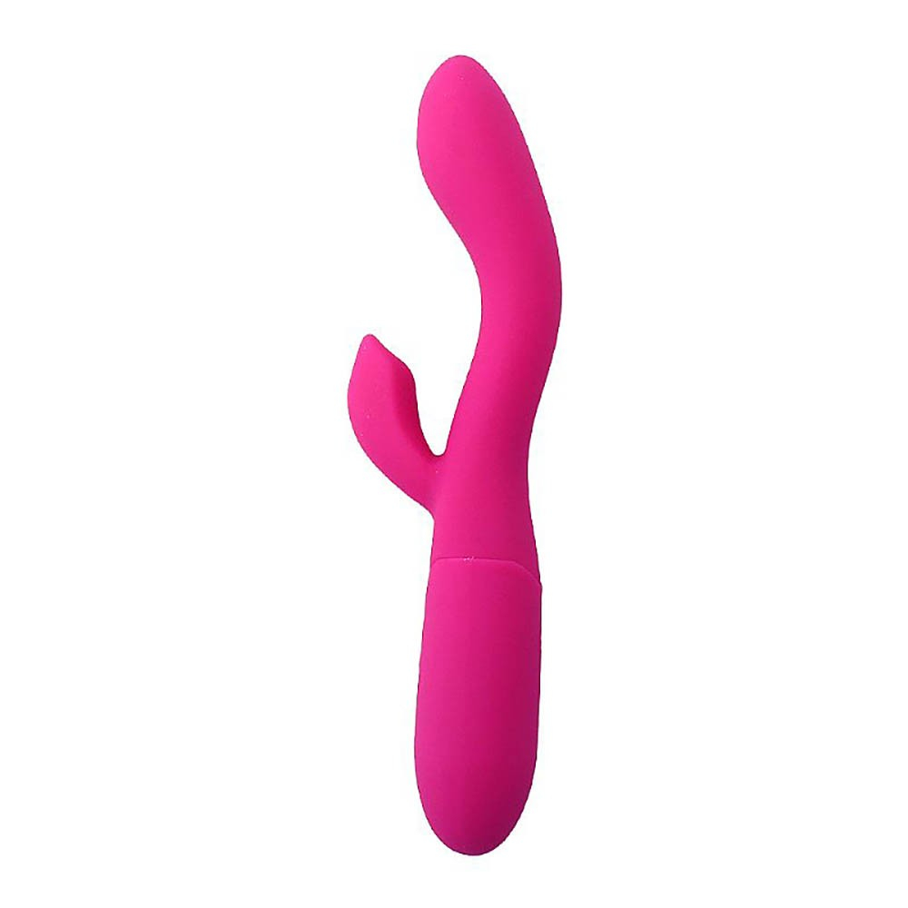 Vibrador Duplo em Silicone Recarreg�vel com 10 Vibra��es Dueto Pink, vis�o diagonal destacando as duas pontas massageadoras