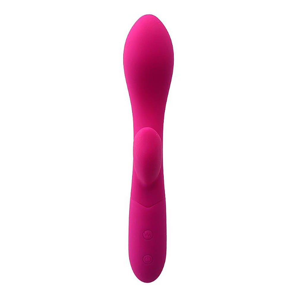 Vibrador Duplo em Silicone Recarreg�vel com 10 Vibra��es Dueto Pink, vis�o detalhada da base com bot�o de controle
