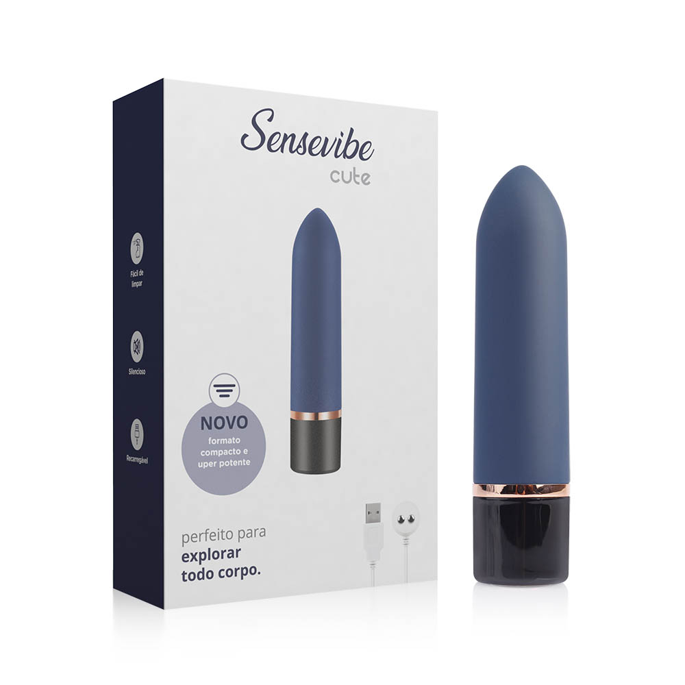 Vibrador Bullet em Silicone Recarregável 10 Vibrações com Multivelocidade Cute Azul | Foto 01