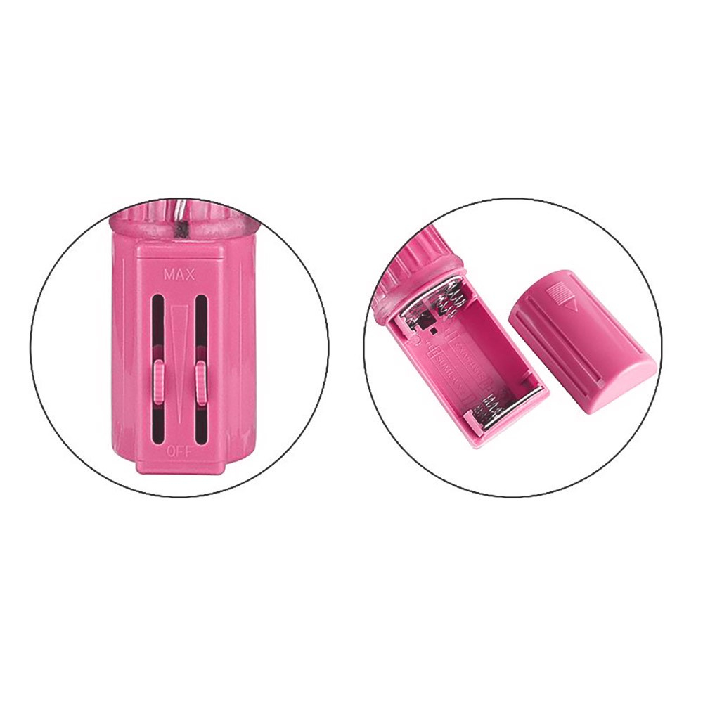 Vibrador Rabbit Multivelocidade com Rota��o e Vibra��o Sex and The City Rosa - Close-up da ponta e do estimulador clitoriano lateral