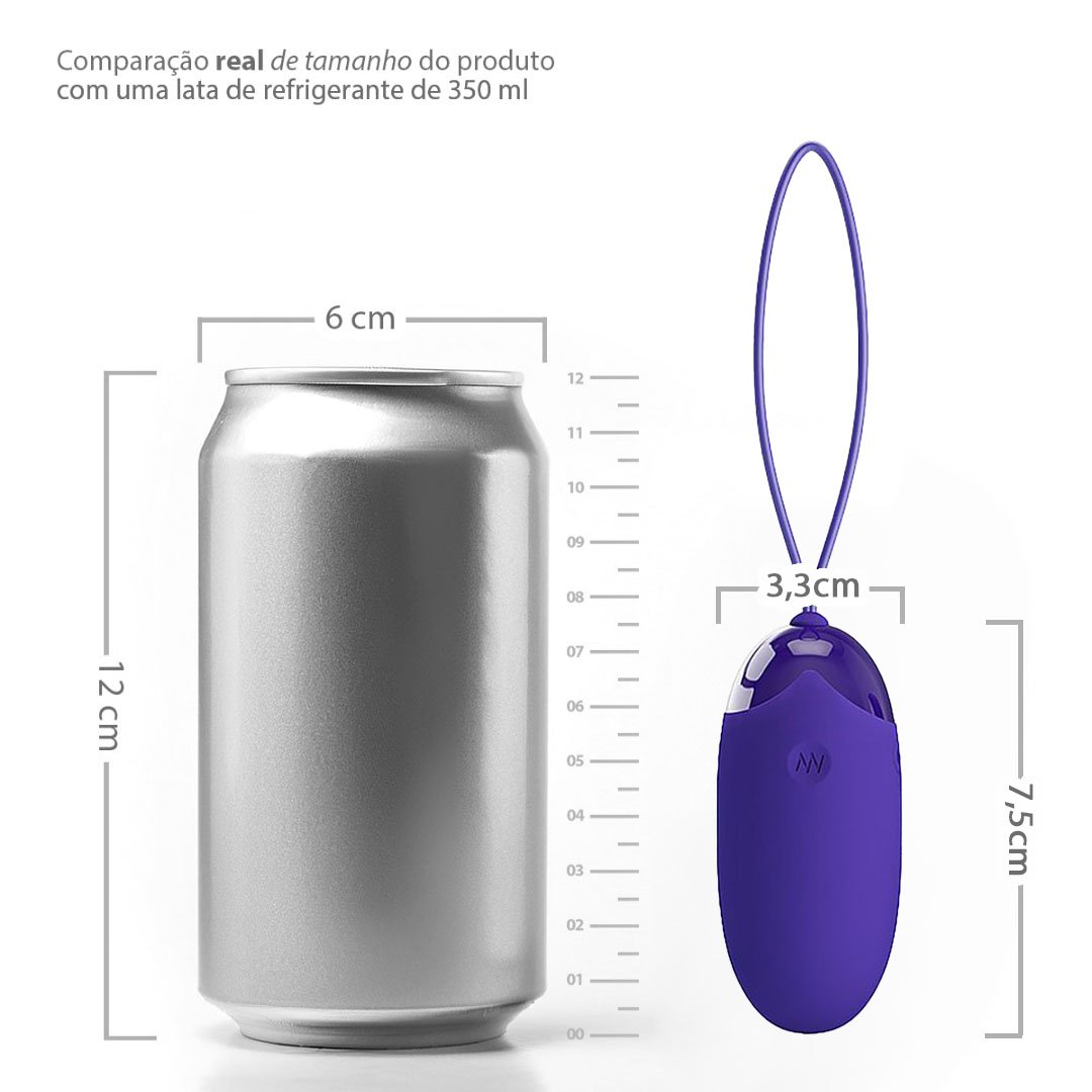 Vibrador Bullet Recarreg�vel em Silicone Roxo | Detalhe do controle remoto com o logotipo 'Pretty Love' e do vibrador roxo