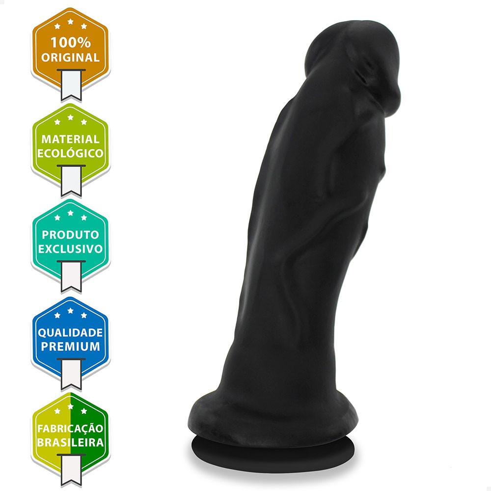 P�nis Gigante e Grosso Flex�vel com Ventosa Dotado 23,5 x 6,7cm Preto - Detalhe da ventosa
