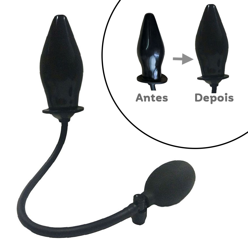 Plug Anal Infl�vel Escalonado Expans�o Gradual em Silicone com Bomba Manual 11,5 x 4,5cm Preto | Foto 02