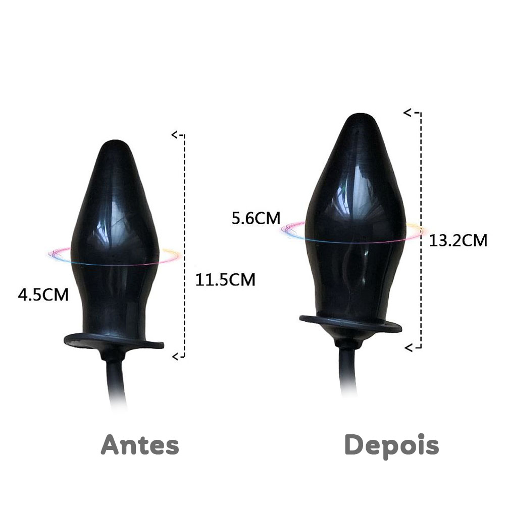 Plug Anal Infl�vel Escalonado Expans�o Gradual em Silicone com Bomba Manual 11,5 x 4,5cm Preto | Foto 06