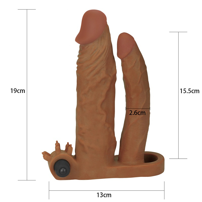 Capa Peniana com Vibrador e Anel Companheiro 19 x 2,5cm Marrom | Foto 04
