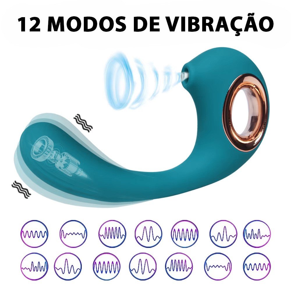 Vibrador Duplo Snail 2 Verde com ilustra��o dos 12 modos de vibra��o e 3 pulsa��es