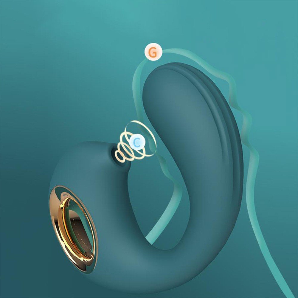 Vibrador Duplo Snail 2 Verde com indica��o de alcance do ponto G e estimula��o clitoriana