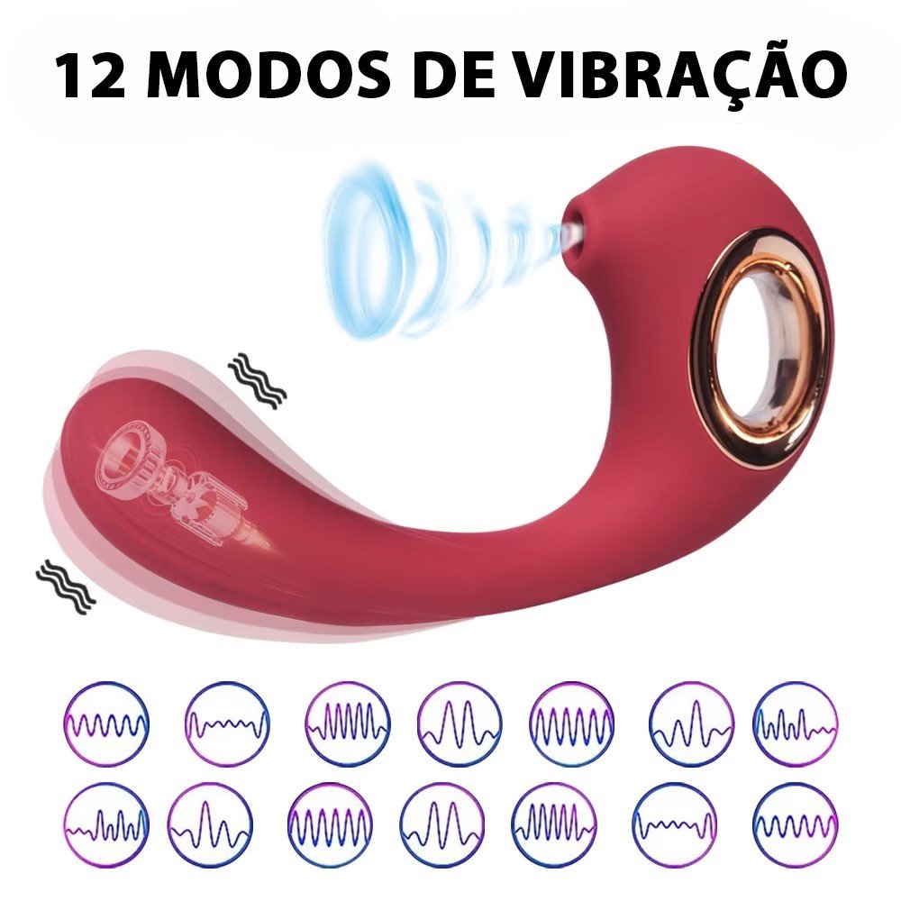 Vibrador Duplo Snail 2 com 12 modos de vibra��o e 3 pulsa��es ilustrados por ondas