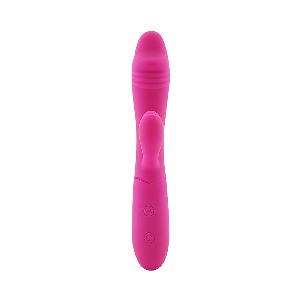 Vibrador Duplo Ila Pink com destaque para os bot�es de controle, mostrando simplicidade e facilidade de uso