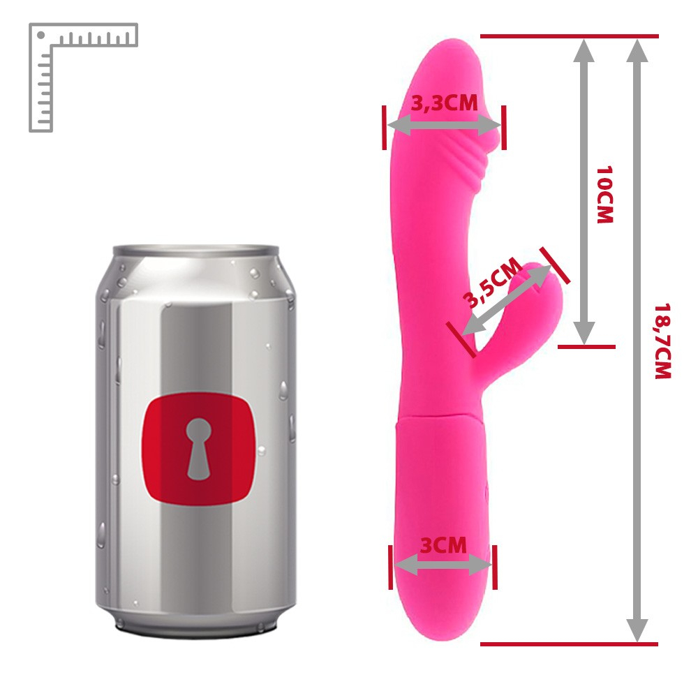 Close-up do Vibrador Duplo Ila Pink, enfatizando a textura do silicone e a ponta texturizada para estimula��o