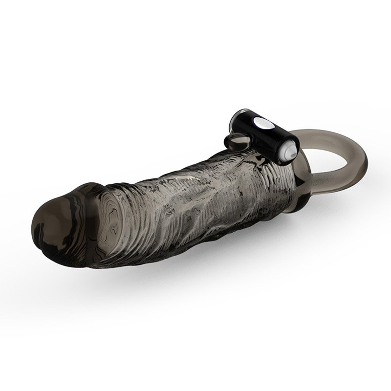 Capa Peniana Fume com Extensor Interno Anel Vibrador 12cm | Foto 02
