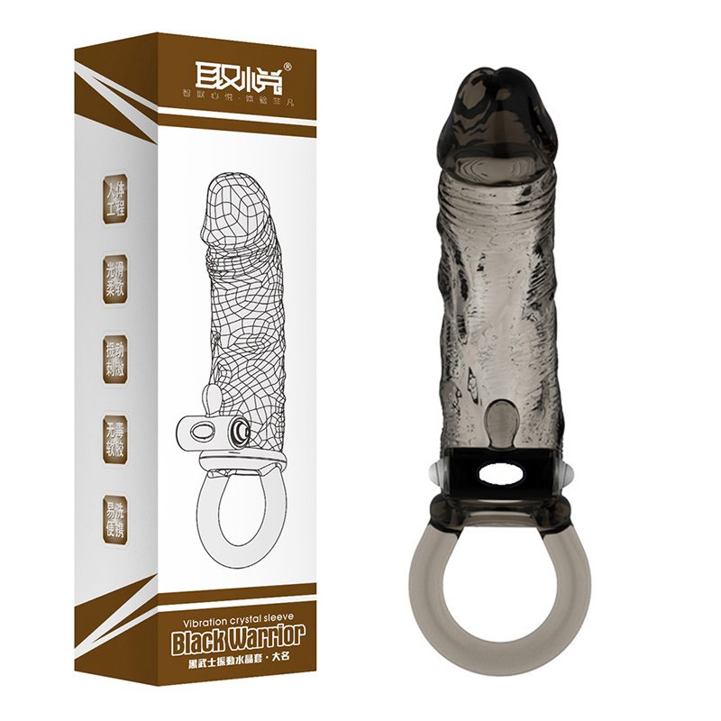 Capa Peniana Fume com Extensor Interno Anel Vibrador 12cm | Foto 03