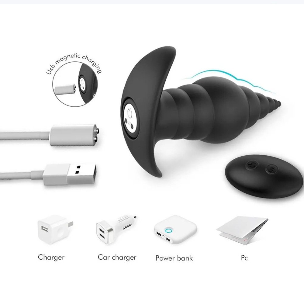 Plug Anal Recarreg�vel Cupid em Silicone com Controle Remoto Sem Fio Preto | Foto 06
