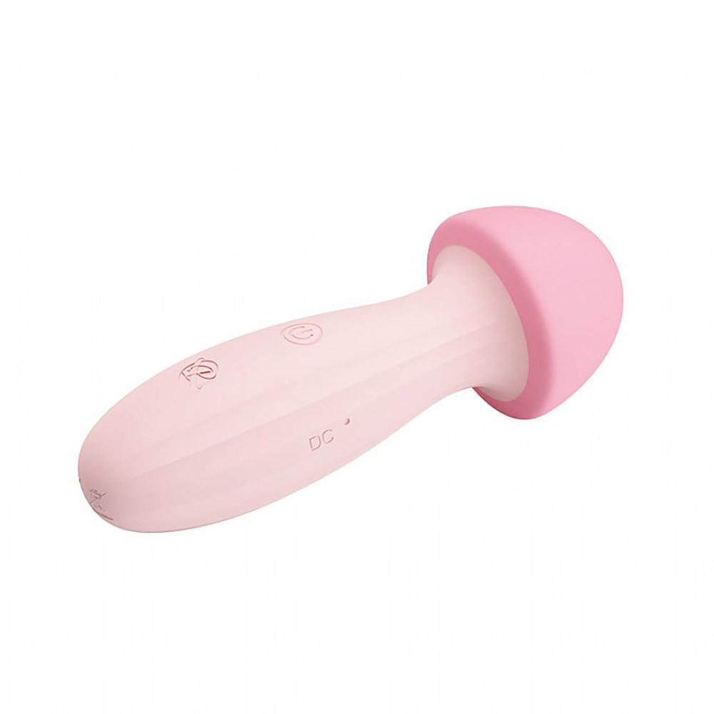Vibrador Feminino Recarreg�vel em Silicone Cogumelo Rosa - Vista lateral