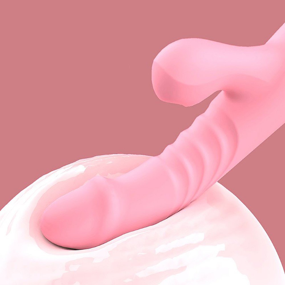 Vibrador Duplo Recarreg�vel Rosa com sua curva anat�mica vis�vel, ideal para o ponto G