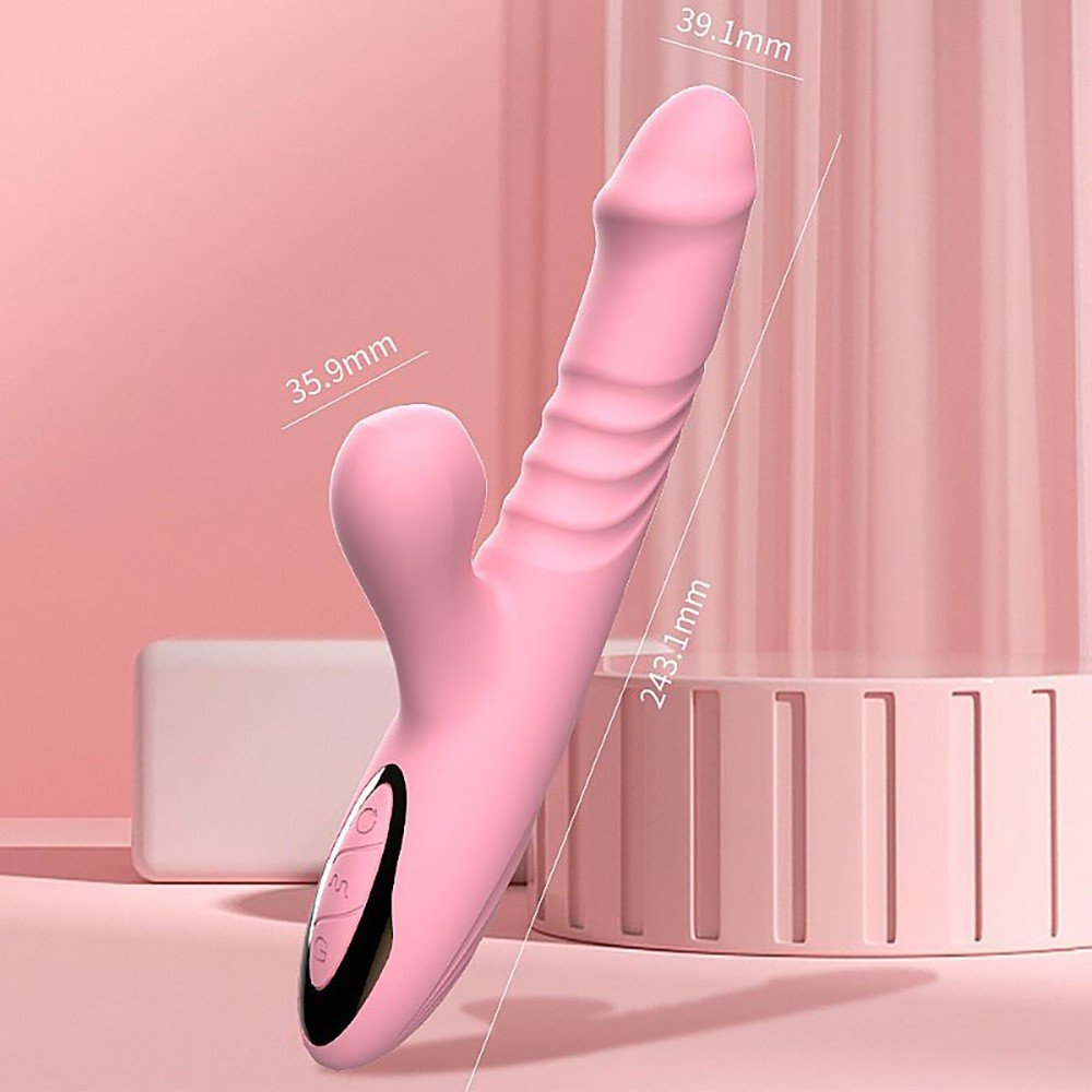 Vibrador Duplo Recarreg�vel em Silicone Rosa totalmente carregado e pronto para o uso