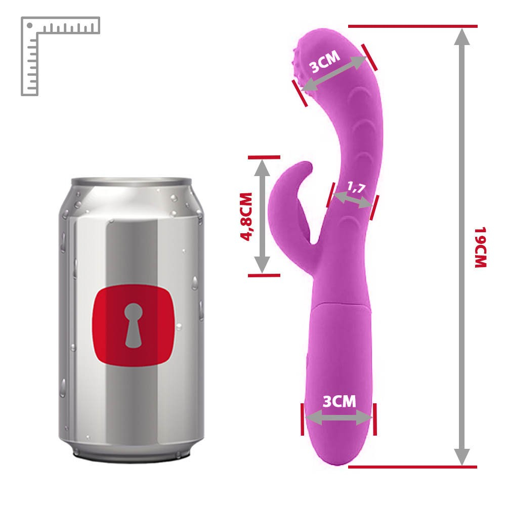 Vibrador Duplo em Silicone Recarreg�vel Flat Roxo, close-up dos bot�es de controle
