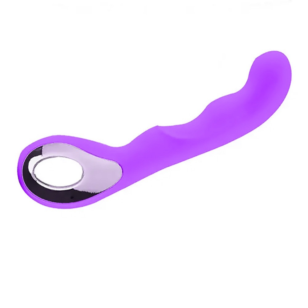 Vibrador Ponto G Recarreg�vel em Silicone Roxo, vista superior evidenciando a base e o acabamento liso